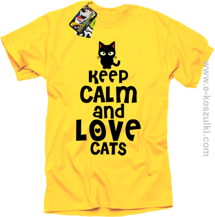 Keep Calm and Love Cats BlackFilo - koszulka męska żółta