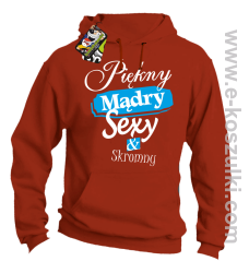 Piękny mądry sexy _ skromny - bluza z kapturem pomarańczowa