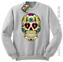 Floral Hearth Skull Design - bluza bez kaptura STANDARD melanż 