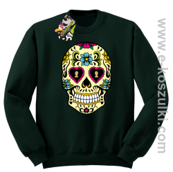 Floral Hearth Skull Design - bluza bez kaptura STANDARD butelkowa