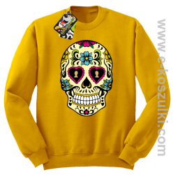 Floral Hearth Skull Design - bluza bez kaptura STANDARD żółta