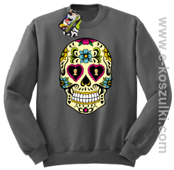 Floral Hearth Skull Design - bluza bez kaptura STANDARD szara