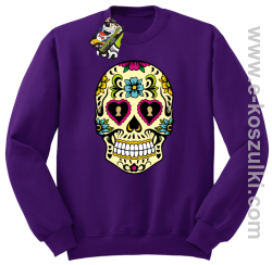 Floral Hearth Skull Design - bluza bez kaptura STANDARD fioletowa