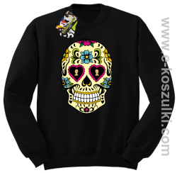 Floral Hearth Skull Design - bluza bez kaptura STANDARD czarna