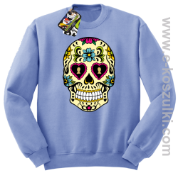 Floral Hearth Skull Design - bluza bez kaptura STANDARD błękitna