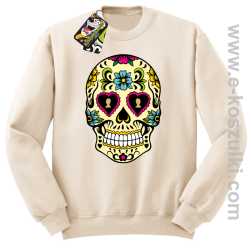 Floral Hearth Skull Design - bluza bez kaptura STANDARD beżowa