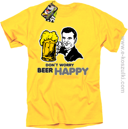 Dont worry beer happy - koszulka męska żółta