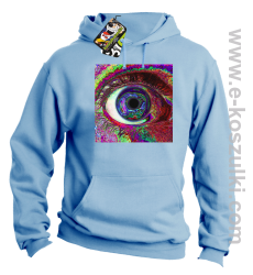 PSYCHODELIC EYE - bluza z kapturem błękitna