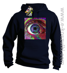 PSYCHODELIC EYE - bluza z kapturem granatowa