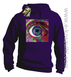 PSYCHODELIC EYE - bluza z kapturem fioletowa