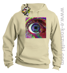 PSYCHODELIC EYE - bluza z kapturem beżowa