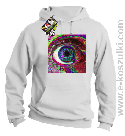 PSYCHODELIC EYE - bluza z kapturem biała