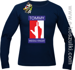 Tommy Middle Finger - longsleeve męski granatowy