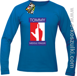 Tommy Middle Finger - longsleeve męski niebieski