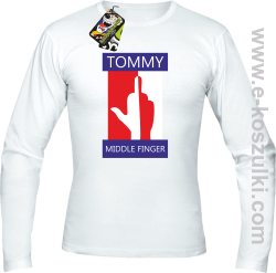 Tommy Middle Finger - longsleeve męski biały