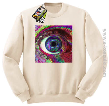 PSYCHODELIC EYE - bluza bez kaptura STANDARD beżówa