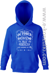 Legends were born in October Aged Perfectly Life Begins - z własną personalizacją - bluza dziecięca z kapturem niebieska