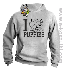 I Love Puppies - bluza z kapturem melanż 