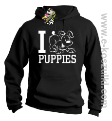 I Love Puppies - bluza z kapturem czarna