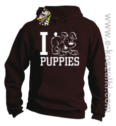 I Love Puppies - bluza z kapturem brązowa