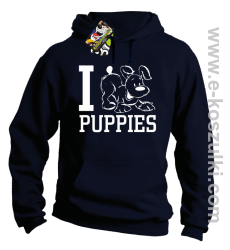 I Love Puppies - bluza z kapturem grnatowa