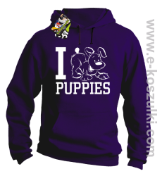 I Love Puppies - bluza z kapturem fioletowa