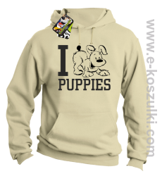 I Love Puppies - bluza z kapturem beżowa