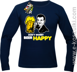 Dont worry beer happy - Longsleeve męski granatowy