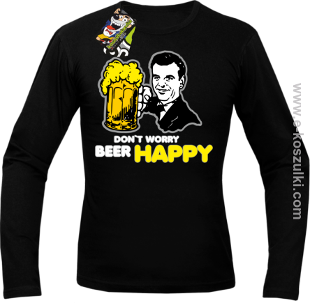 Dont worry beer happy - Longsleeve męski czarny