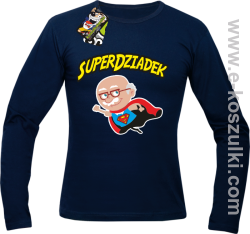 SUPER DZIADEK Animowany z postacią - Longsleeve męski  granatowy 