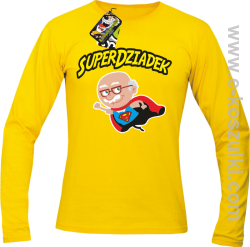 SUPER DZIADEK Animowany z postacią - Longsleeve męski żółty