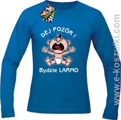 Dej Pozór Bydzie Larmo - longsleeve męski niebieski