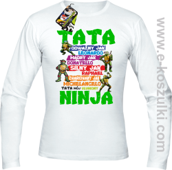 Tata Odważny jak Leonardo Żółwie NINJA Turtles - longsleeve męski biały