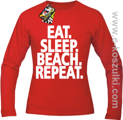 Eat Sleep Beach Repeat - longsleeve męski czerwony