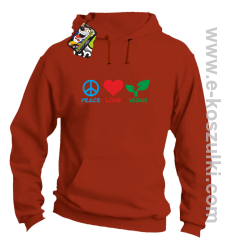 Peace Love Vegan - bluza z kapturem pomarańczowa