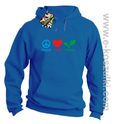 Peace Love Vegan - bluza z kapturem niebieska