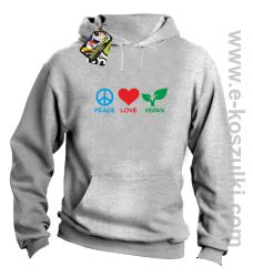 Peace Love Vegan - bluza z kapturem melanż 