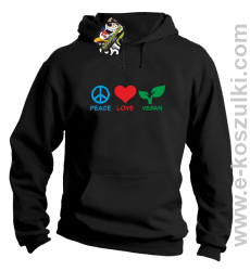 Peace Love Vegan - bluza z kapturem czarna