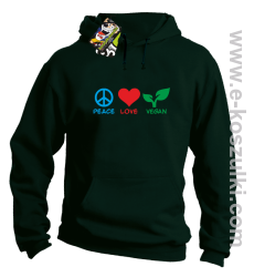 Peace Love Vegan - bluza z kapturem butalkowa