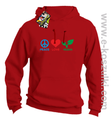 Peace Love Vegan - bluza z kapturem czerwona