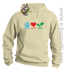 Peace Love Vegan - bluza z kapturem beżowa