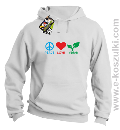 Peace Love Vegan - bluza z kapturem biała