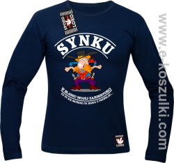 Synku w blasku mojej zajebistości to ty się możesz jedynie poopalać - Longsleeve męski granat