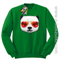 Pandzia frontface 3d Panda na wakacjach - bluza bez kaptura STANDARD zielona