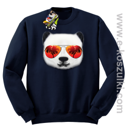 Pandzia frontface 3d Panda na wakacjach - bluza bez kaptura STANDARD granatowa