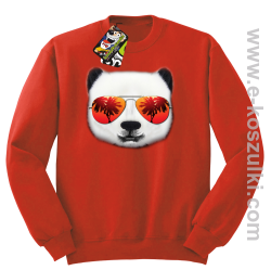 Pandzia frontface 3d Panda na wakacjach - bluza bez kaptura STANDARD czerwona