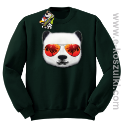 Pandzia frontface 3d Panda na wakacjach - bluza bez kaptura STANDARD zielona