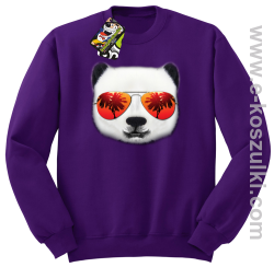 Pandzia frontface 3d Panda na wakacjach - bluza bez kaptura STANDARD fioletowa