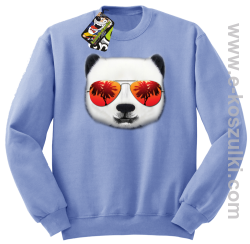 Pandzia frontface 3d Panda na wakacjach - bluza bez kaptura STANDARD błękitna