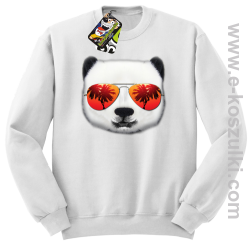 Pandzia frontface 3d Panda na wakacjach - bluza bez kaptura STANDARD biała 